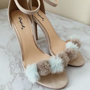 Qupid Pom Pom Sandals - Heel